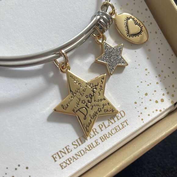 NIB New in Box Footnotes Dream Silver Plated Expandable Bracelet Gift - Picture 7 of 7